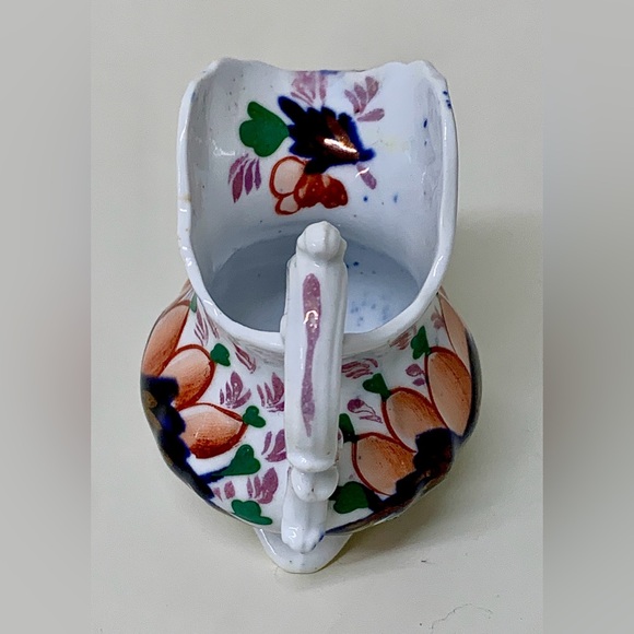 19th Century Antique Gaudy Welsh Grape Pattern Miniature Scalloped Footed Jug - Picture 4 of 16